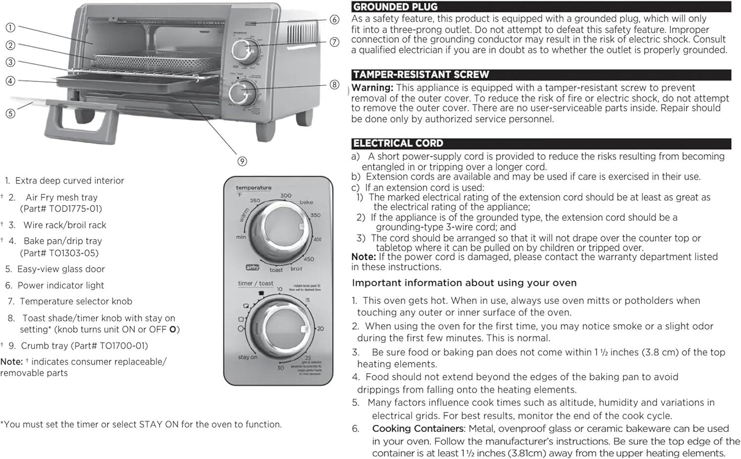 BLACK+DECKER BLACK+DECKER 4-Slice Crisp N Bake Air Fry Toaster Oven, TO1787SS, 5 Cooking Functions, 30 Minute Timer, Stainless Steel