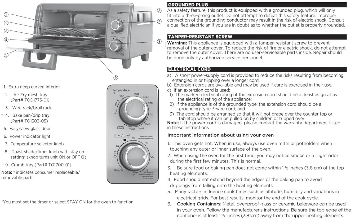 BLACK+DECKER BLACK+DECKER 4-Slice Crisp N Bake Air Fry Toaster Oven, TO1787SS, 5 Cooking Functions, 30 Minute Timer, Stainless Steel