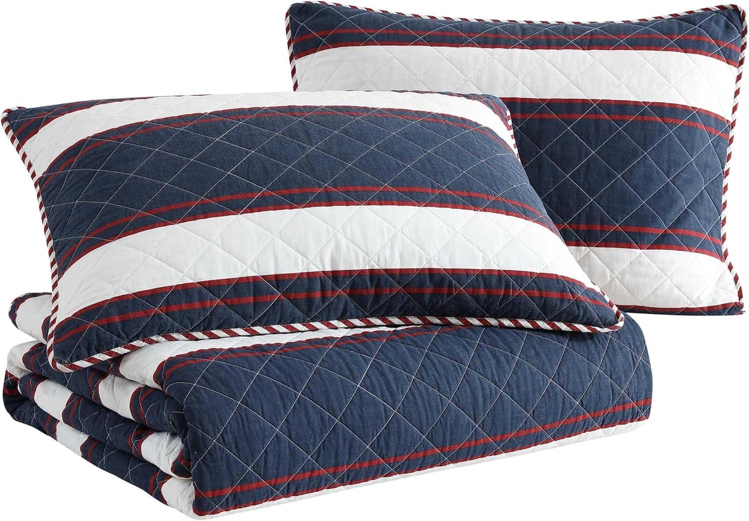 Nautica Nautica Wesley Blue Cotton Reversible Quilt Set