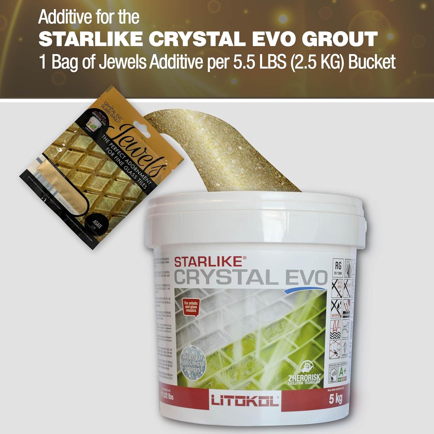 White Pearl 75 grams (1-Pack) Glass Grout Jewel and Starlike Crystal EVO 700 5.5 lb Grout Combo