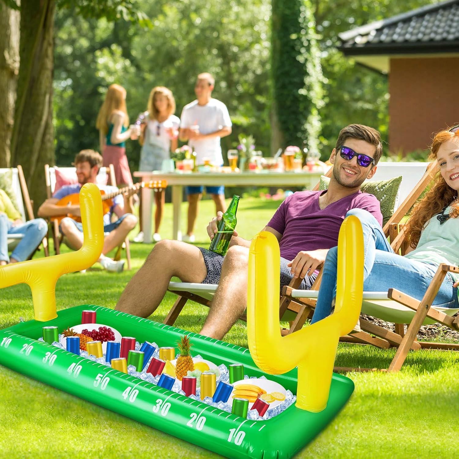 True Zoo Inflatable Football Field Cooler Bar, Party Drink Cooler, Novelty Inflatable Beer Cooler, Ice Bucket, 511" x 118", Set of 1