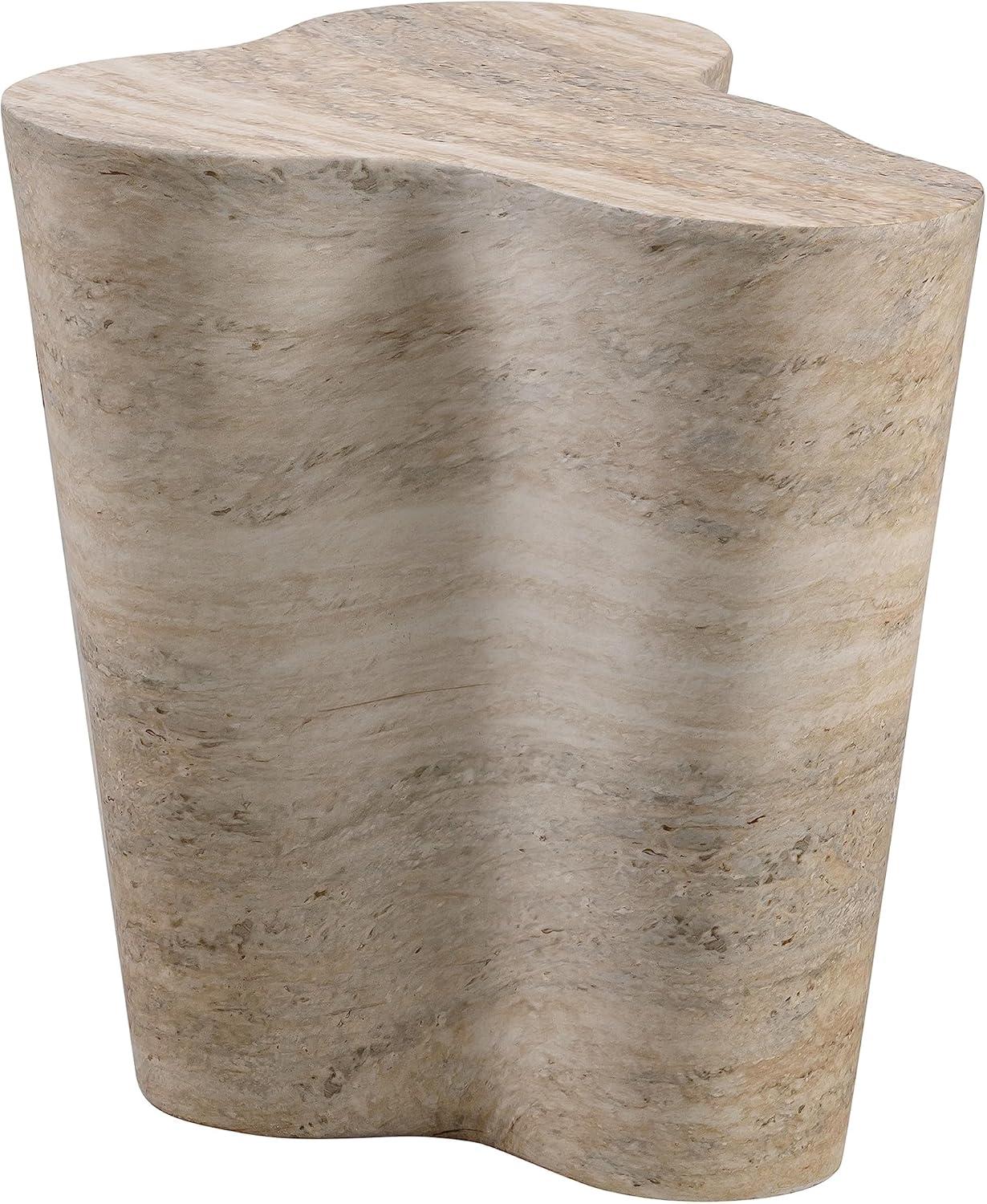 Gray Travertine Free Form Stone Side Table