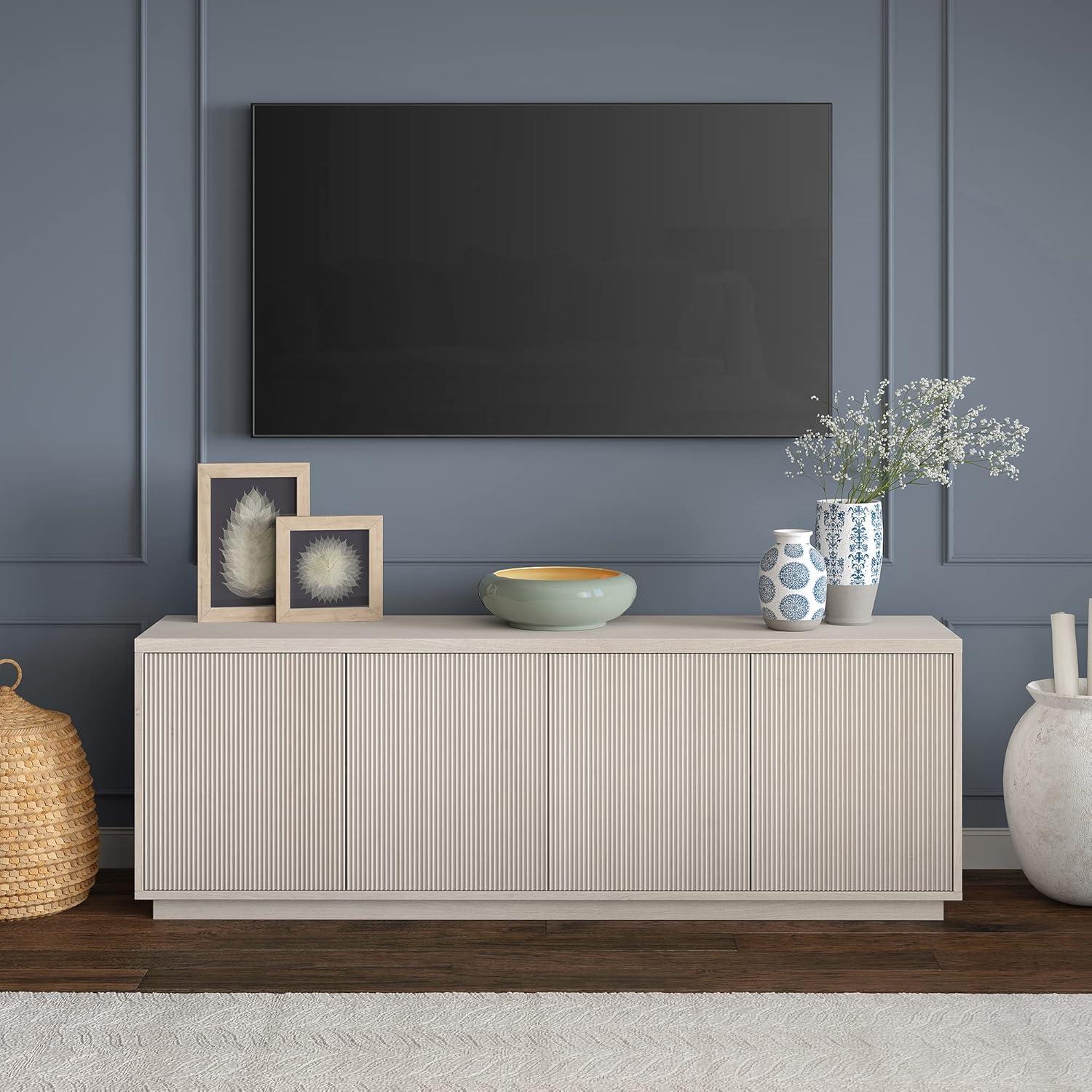 Evelyn&Zoe Hanson Rectangular TV Stand for TV's up to 75", Alder White