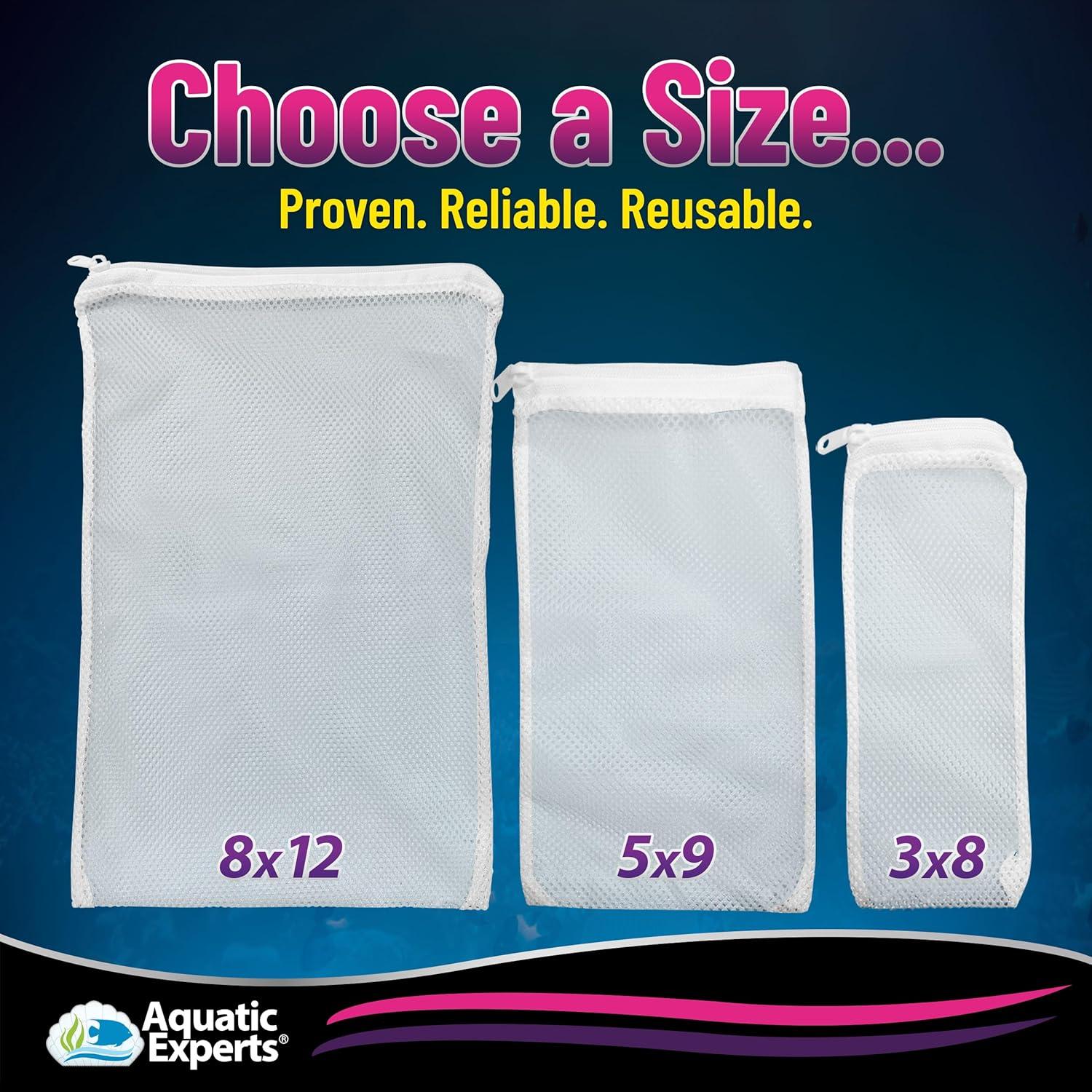 Aquatic Experts - Durable MaxFlow Mesh Media Filter Bags with Zipper for Large Filter Media 4 Pack, 4 pack, 5" x 9"
