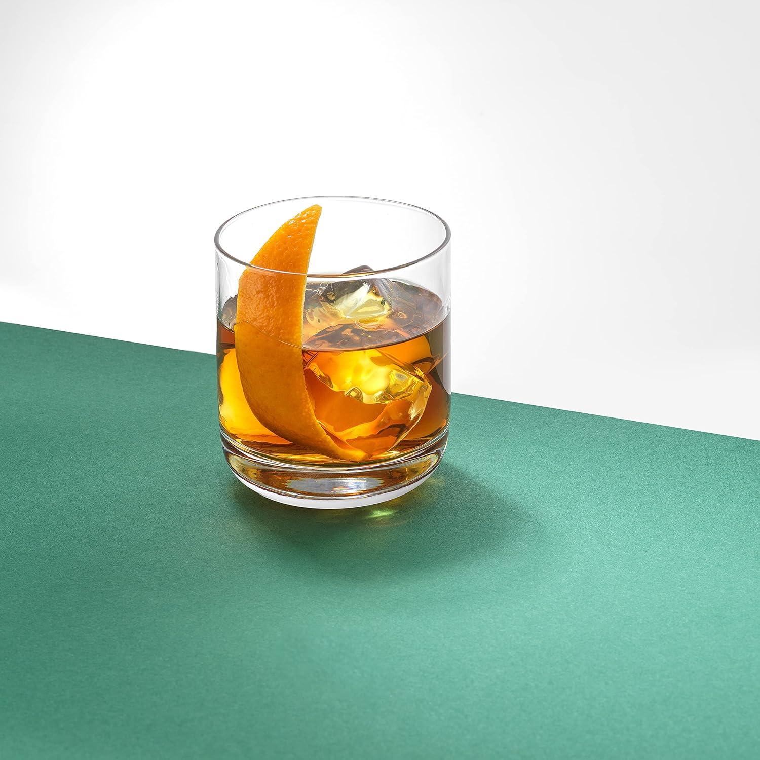 JoyJolt Nova Crystal Drinking Glasses - Short Tumbler Drinking Glass Set - Set of 4