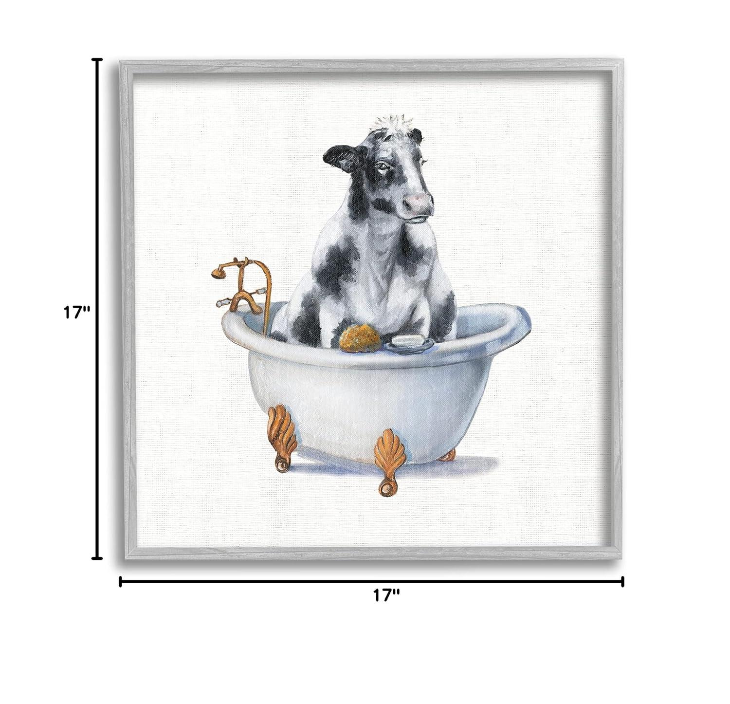 Stupell Industries Dairy Cow in Bathtub Country Farm Animal by Donna Brooks - Painting on Canvas