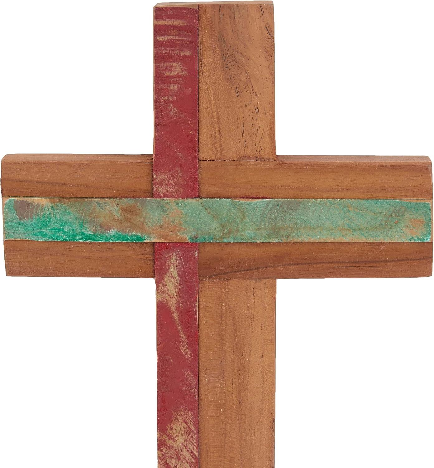 DecMode Wood Cross Rustic Wall Decor Brown