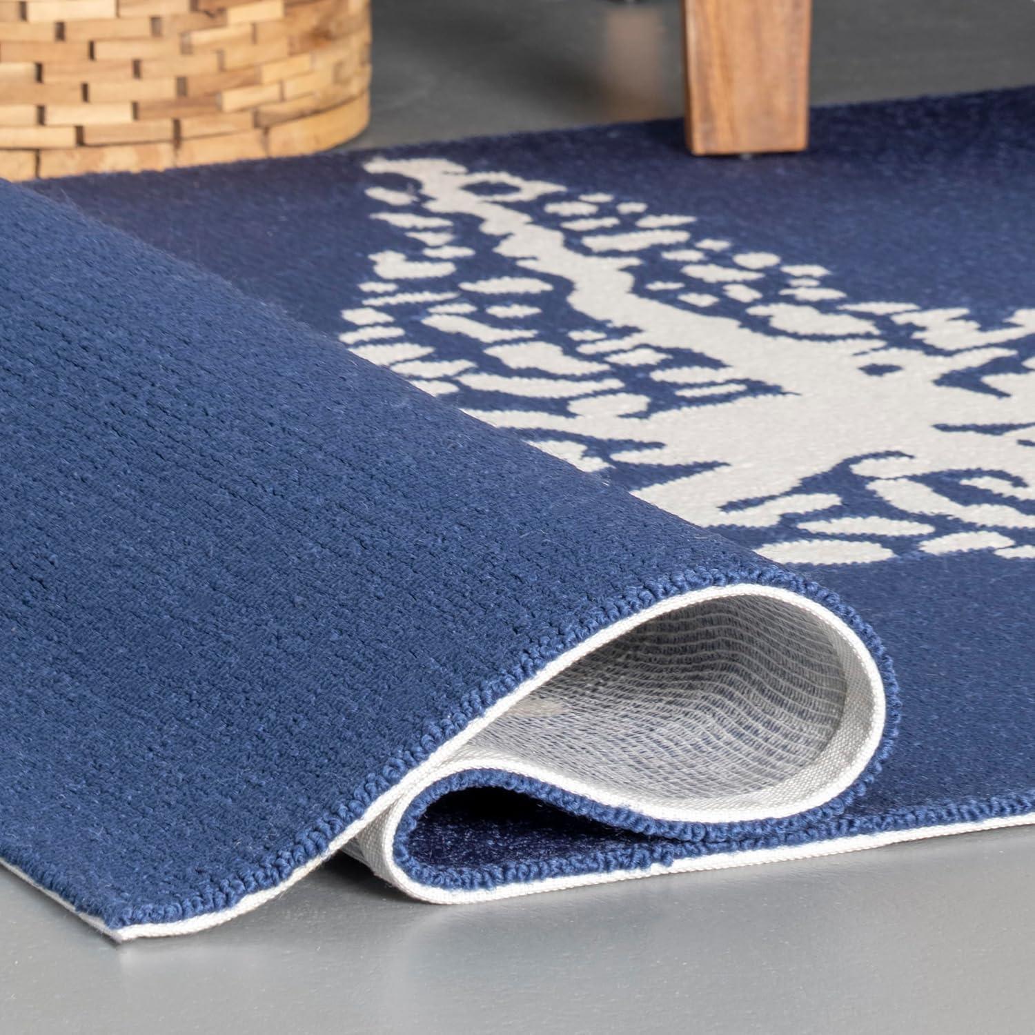 nuLOOM Hand Hooked Marine Indoor/ Outdoor, Navy, 4' x 6' Area Rug