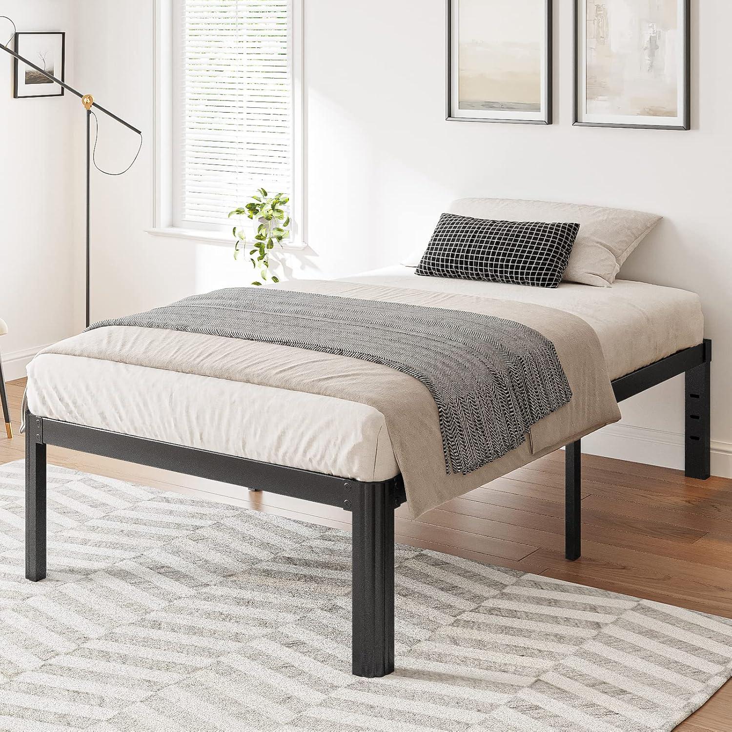 Mavesmog 14 inches Twin Size Bed Frames, Metal Twin Size Modern Mattress Platform Metal Bed Frame