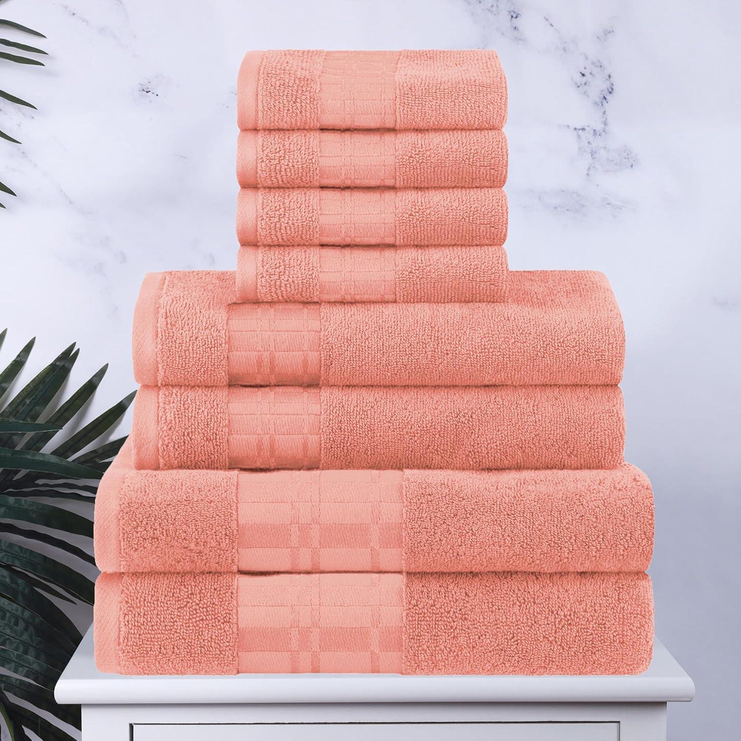 Superior Larissa 8-Piece Cotton Embroidered Towel Set, Coral