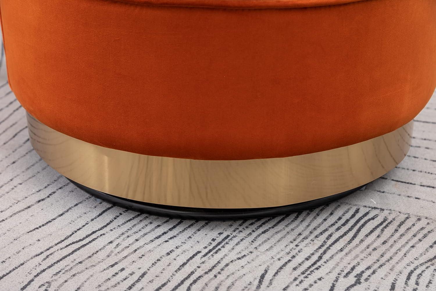 Wania Contemporary Velvet Swivel Chair in Orange