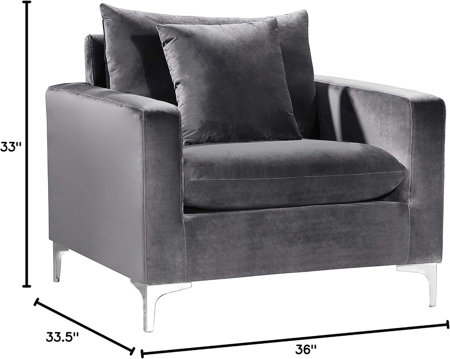 Meridian Furniture Naomi Velvet Accent Chair in Gray
