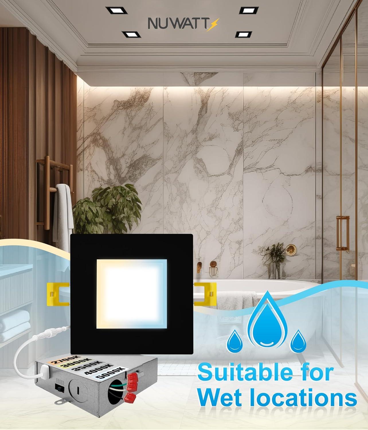 Panel Downlight 6'' Selectable Color Temperature Dimmable Air-Tight IC Rated LED Canless Recessed Lighting Kit