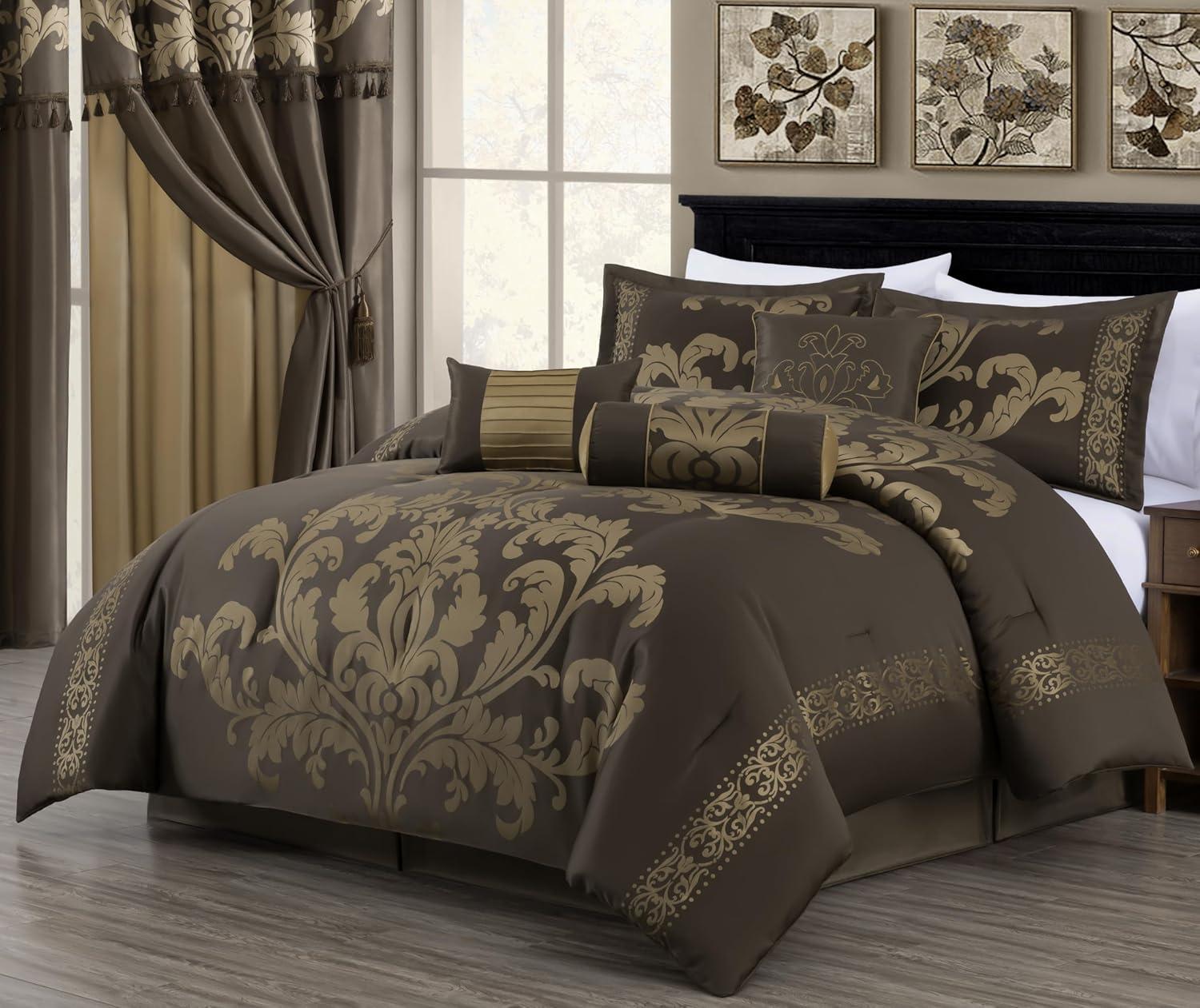 Royale Jacquard Floral 7 Piece Comforter Set