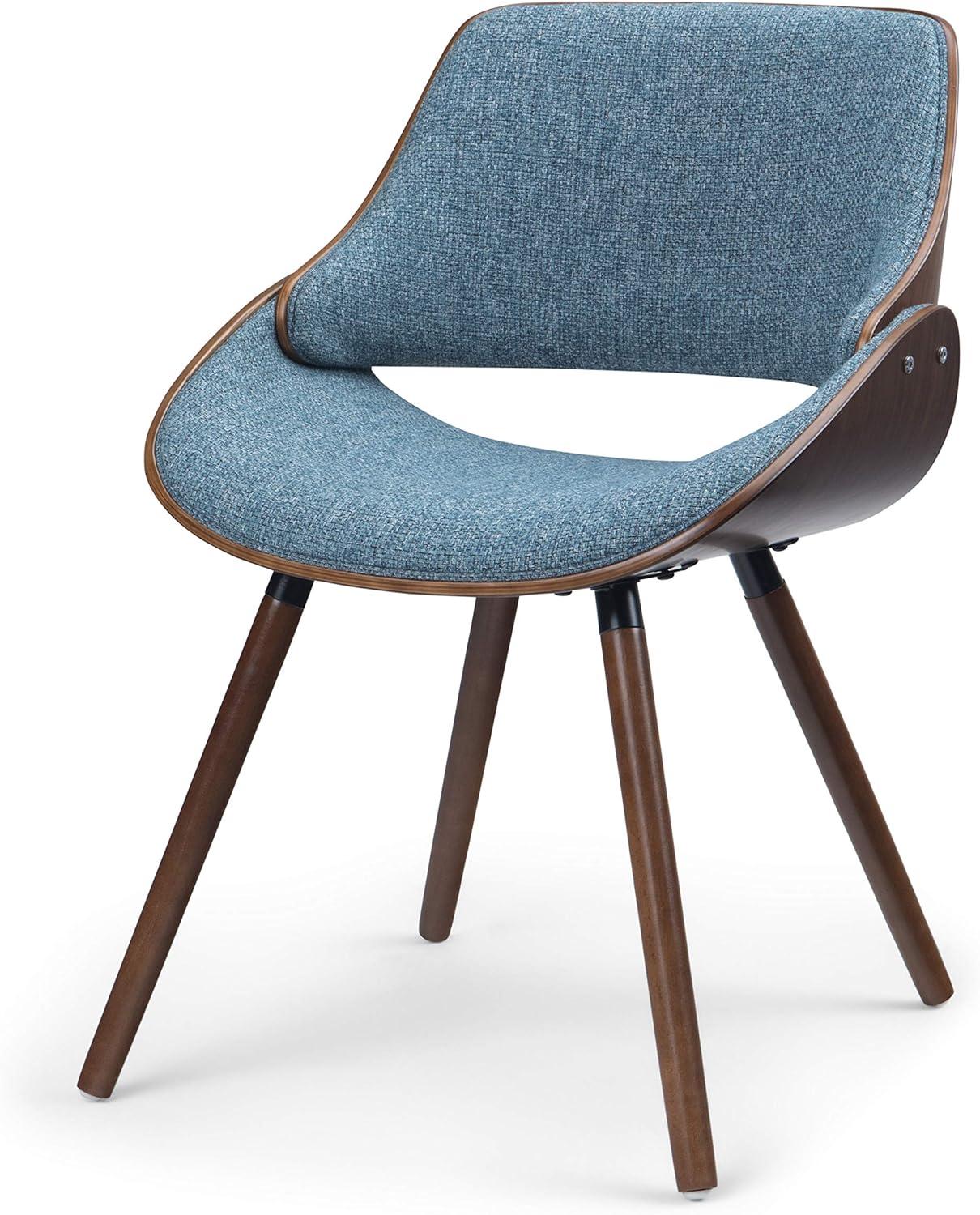 Denim Blue Upholstered Parsons Side Chair with Solid Wood Legs