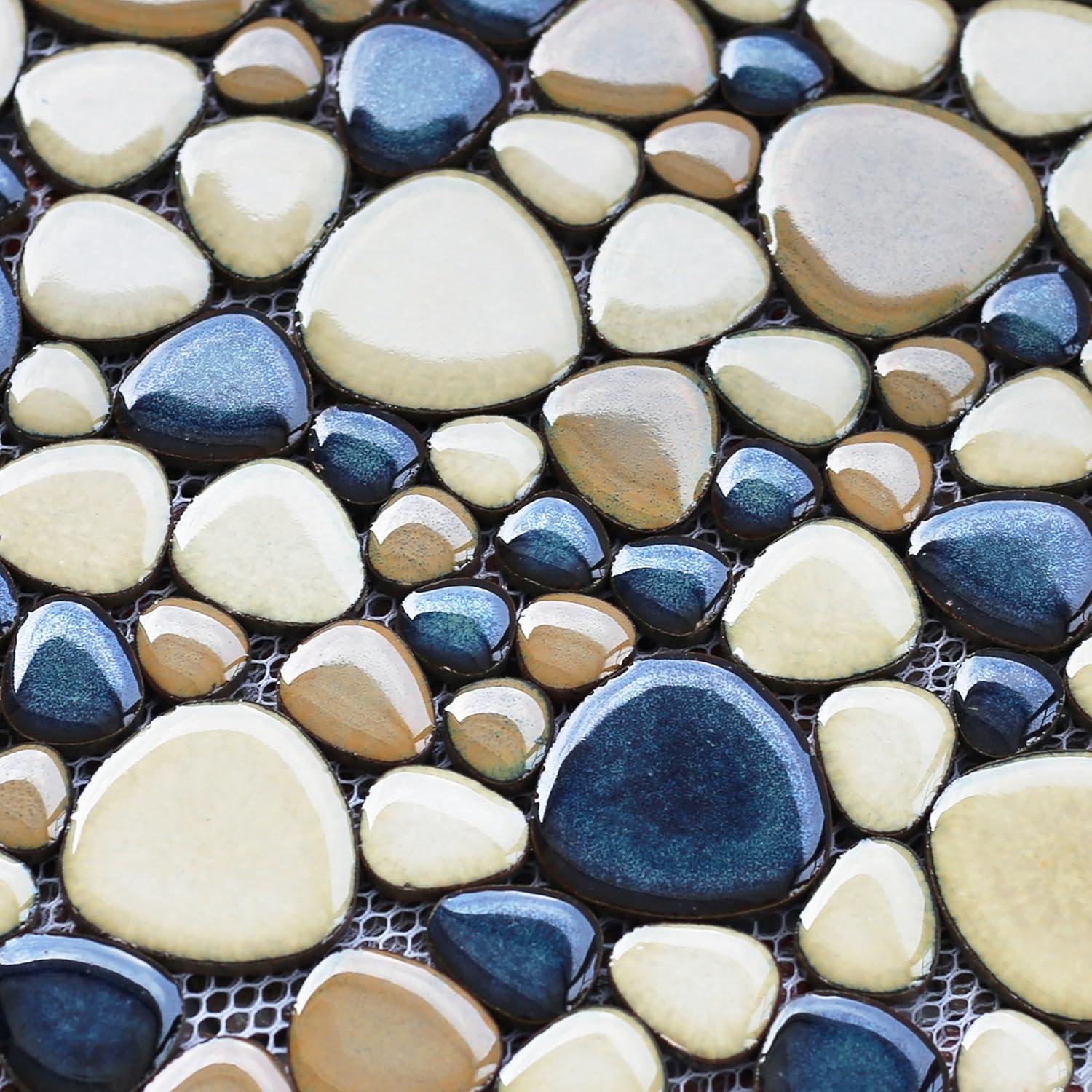 Blue Porcelain Pebbles / Rocks Wall & Floor Tile