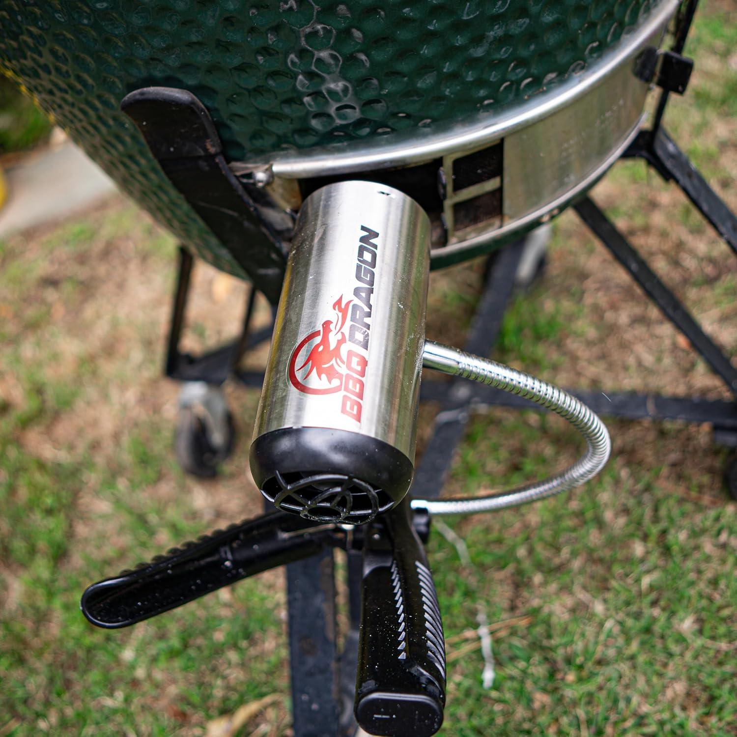 BBQ Dragon Grill Fan - Black: Stainless Steel Construction, No Assembly, Portable Charcoal Air Blower