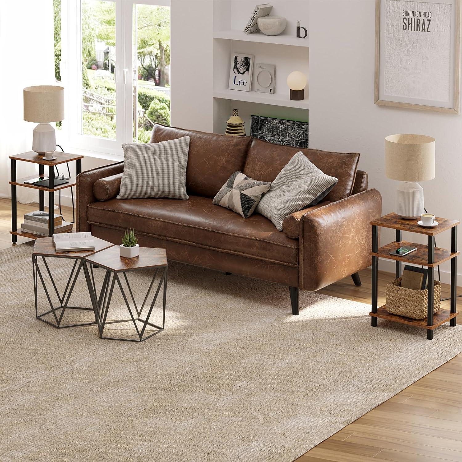 End Table, Set of 2, Side Table, Nightstand, 2-Tier Storage Shelf, Sofa Table for Small Space, Living Room, Bed Room TB01BB035