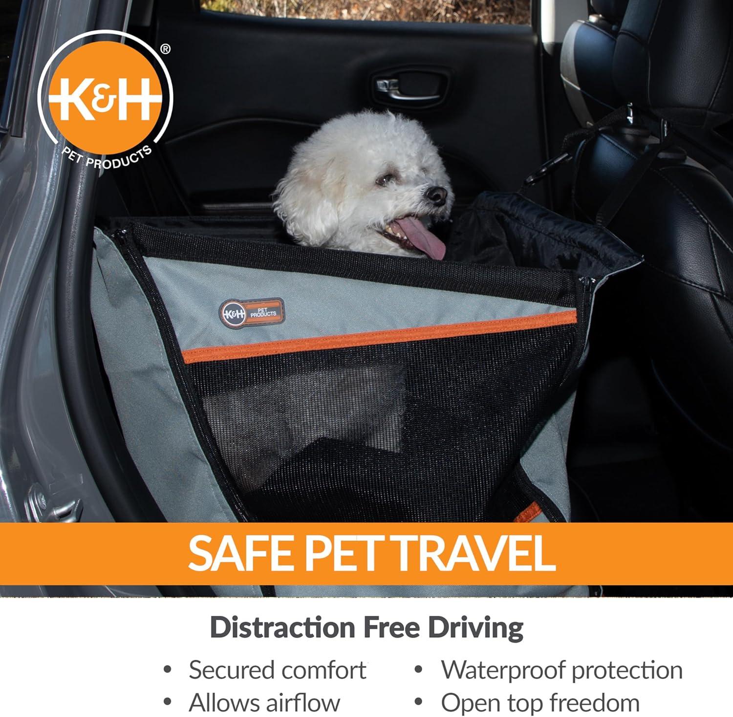 K&H Pet Products Buckle N' Go Dog Car Seat for Pets Gray X-Small 16 X 14 X 14 Inches