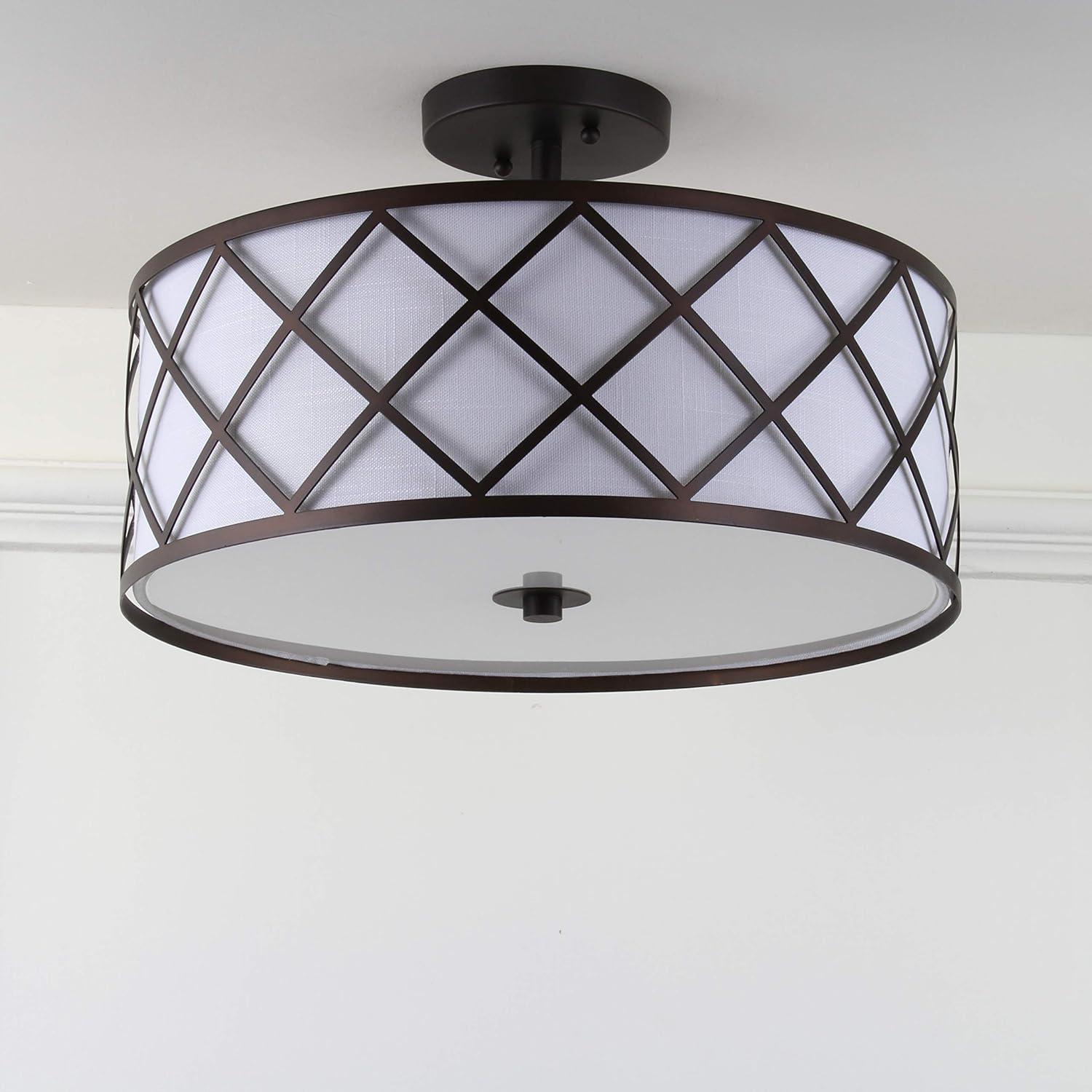 JONATHAN Y Link Metal LED Flush Mount, by JONATHAN  Y Oil Rubbed Bronze 3 16.75" Oil Rubbed Bronze