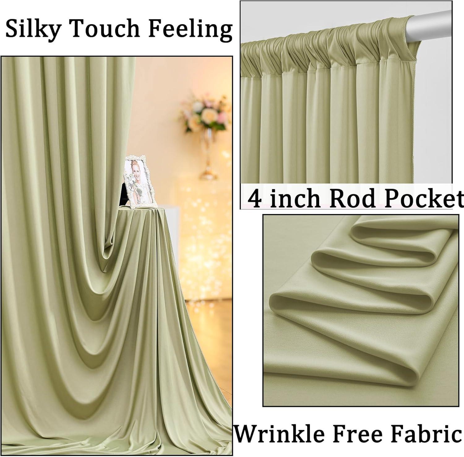 10x8ft Wrinkle Free Sage Green Backdrop Curtains for Parties, Polyester Photo Backdrop Drapes for Wedding Birthday Party Photography Background Curtains Decoration