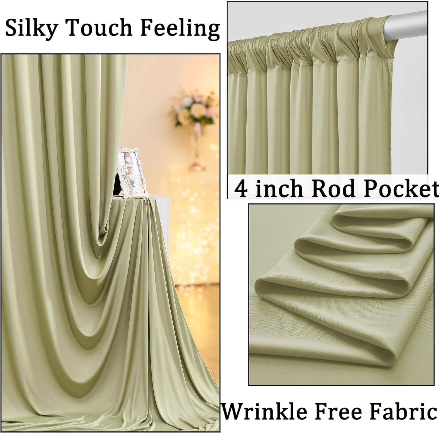 10x8ft Wrinkle Free Sage Green Backdrop Curtains for Parties, Polyester Photo Backdrop Drapes for Wedding Birthday Party Photography Background Curtains Decoration