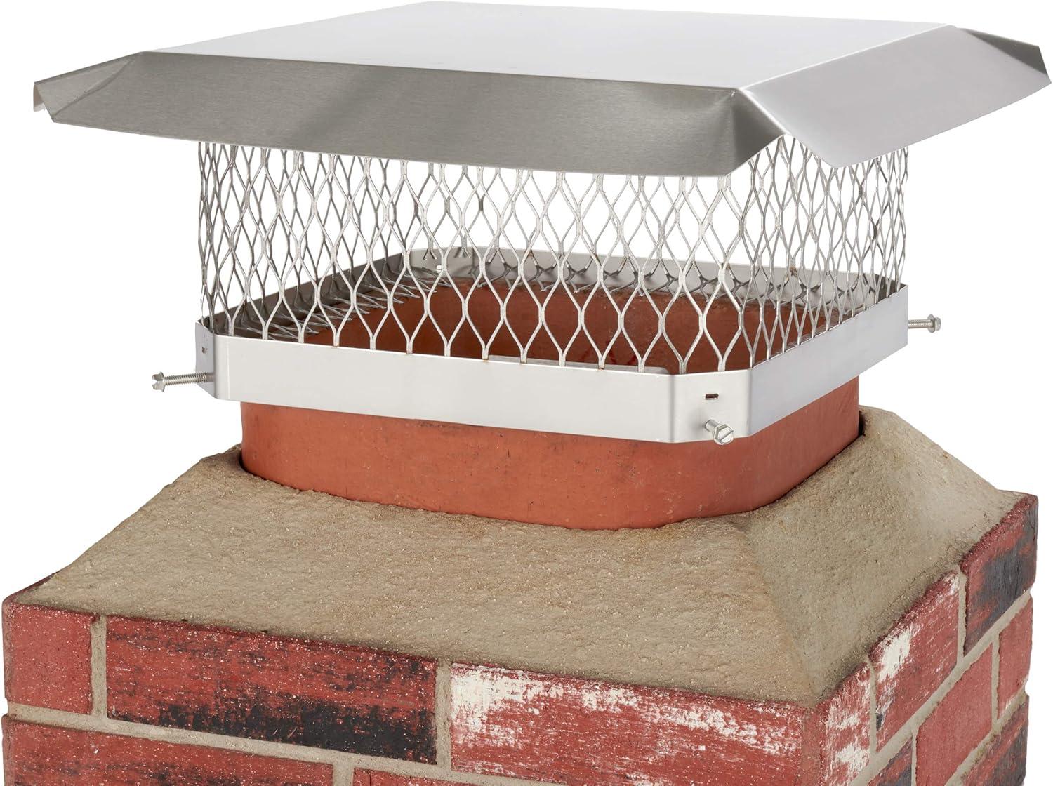 HY-C SCSS1313 Shelter Bolt On Single Flue Chimney Cover, Mesh Size 3/4", Fits Outside Existing Clay Flue Tile Dimensions 13" x 13", Stainless Steel