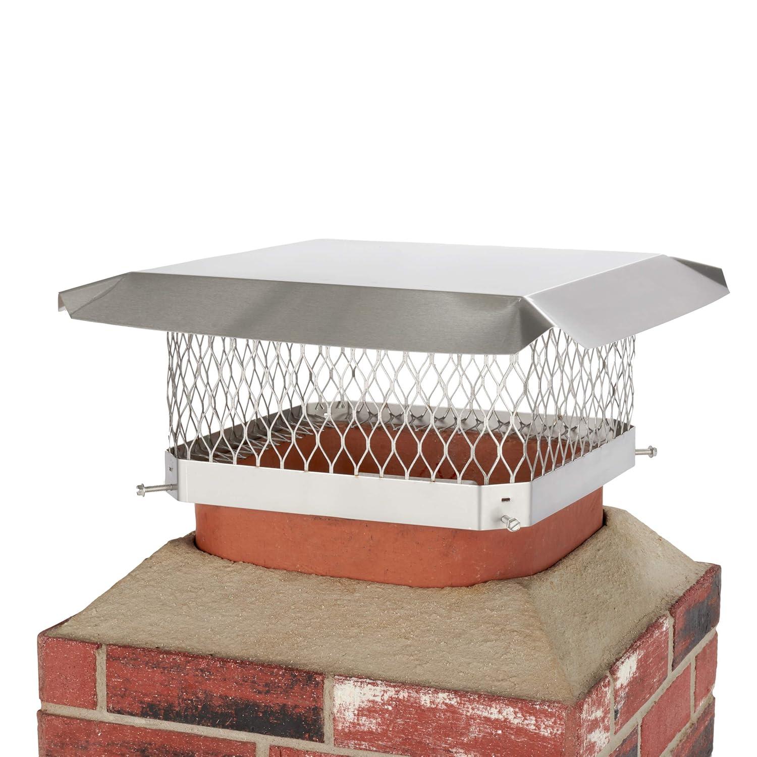 HY-C SCSS1313 Shelter Bolt On Single Flue Chimney Cover, Mesh Size 3/4", Fits Outside Existing Clay Flue Tile Dimensions 13" x 13", Stainless Steel