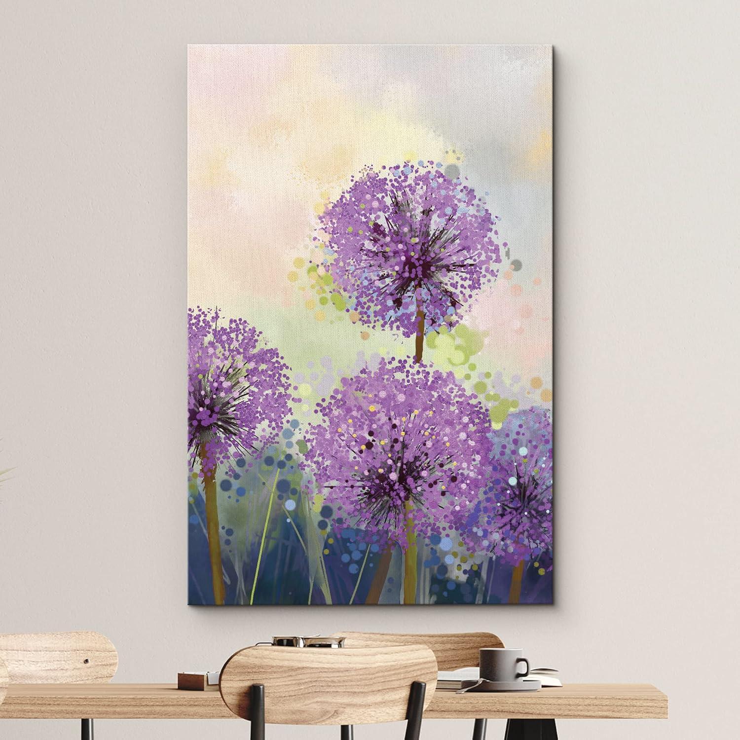 wall26 Canvas Wall Art - Watercolor Style Purple Flowers - Giclee Print Gallery Wrap Modern Home Art Ready to Hang - 16x24 inches