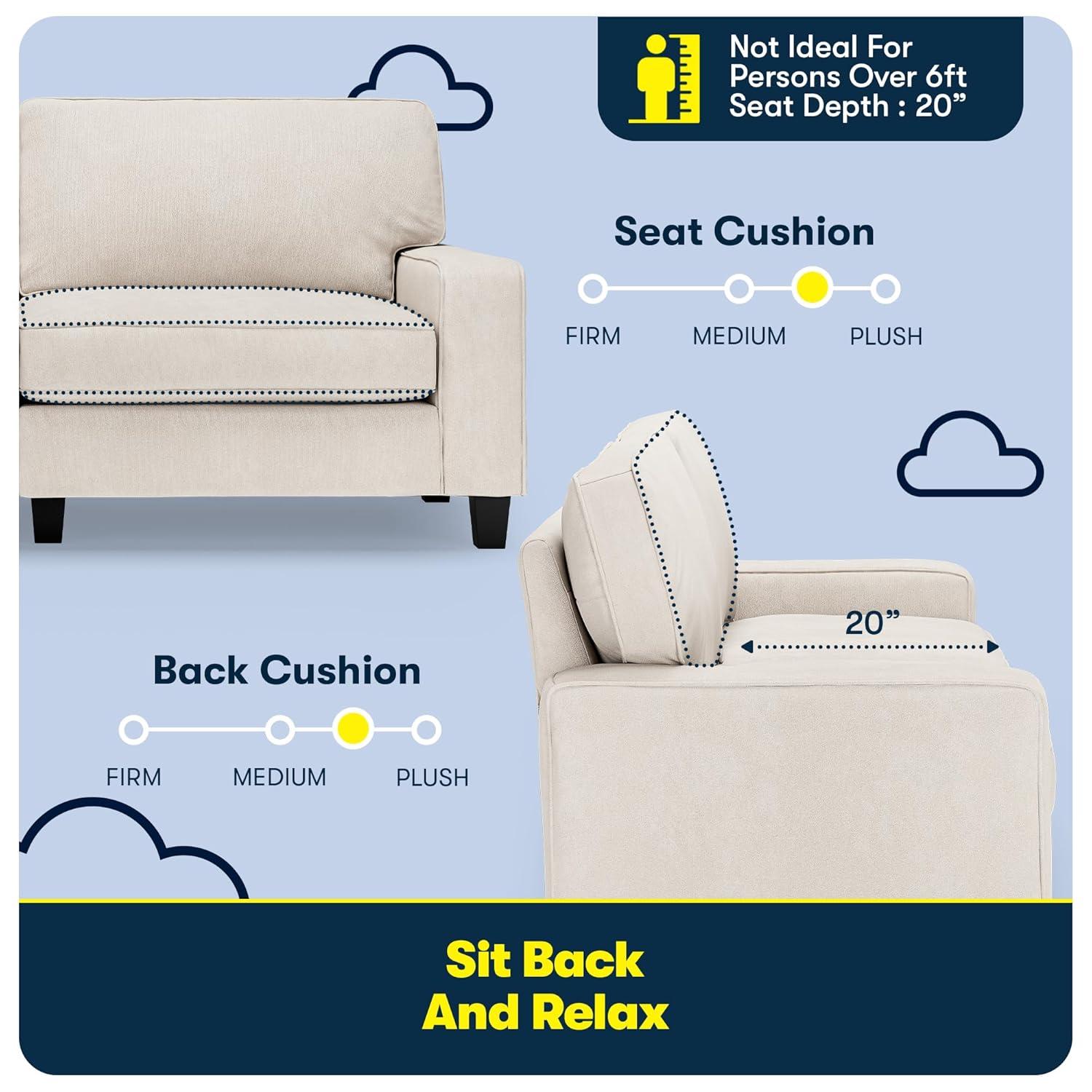 Serta Palisades 78" Track Arm Sofa, Easy Care Fabric, Soft Pillow Back, Pocket Coil Seat Cushions