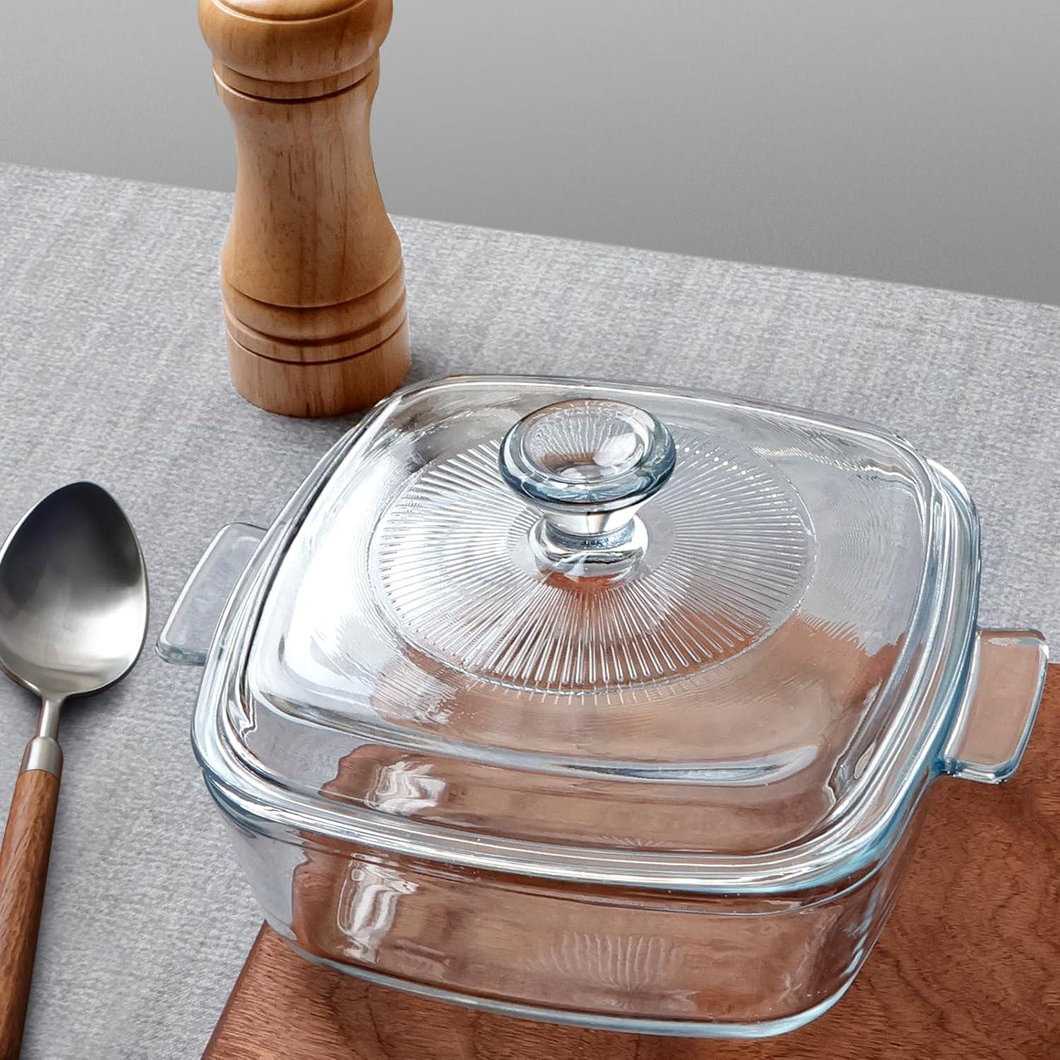 Mini Clear Glass Casserole Dish with Lid, 25oz