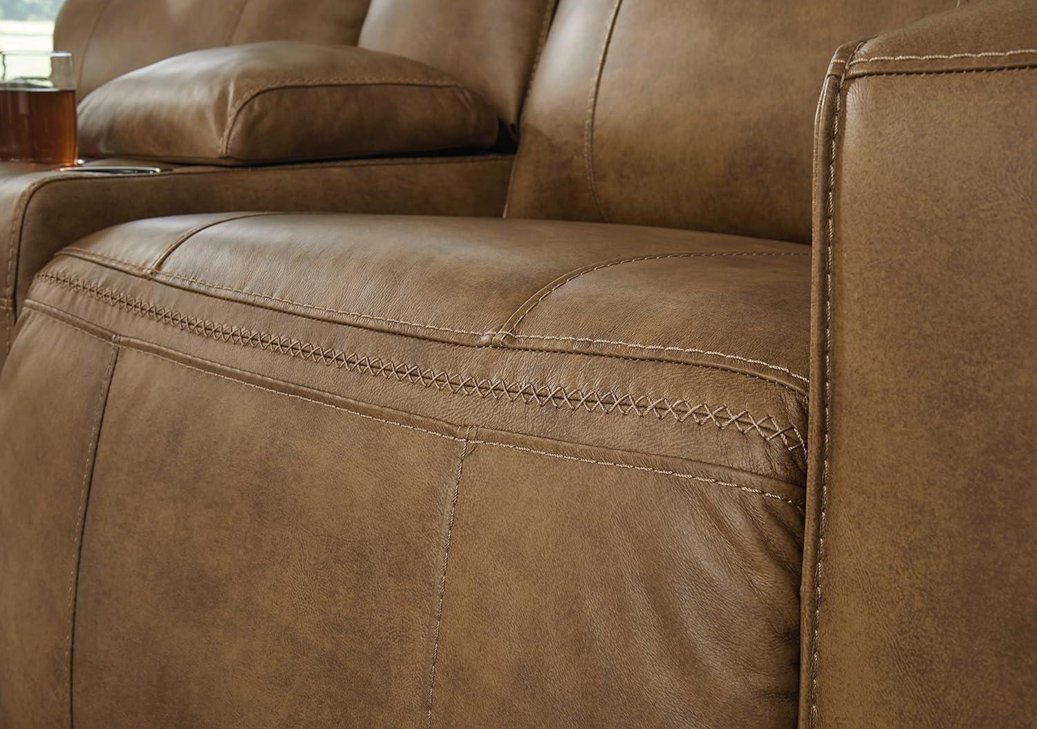 Roman 102'' Smoke Gray Faux Leather Power Reclining Sofa