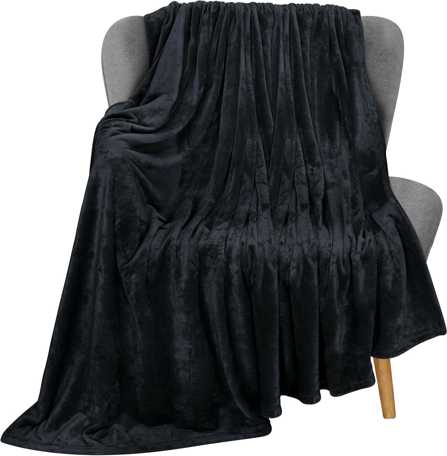 Black Fleece Reversible Throw Blanket 60x50 Inches