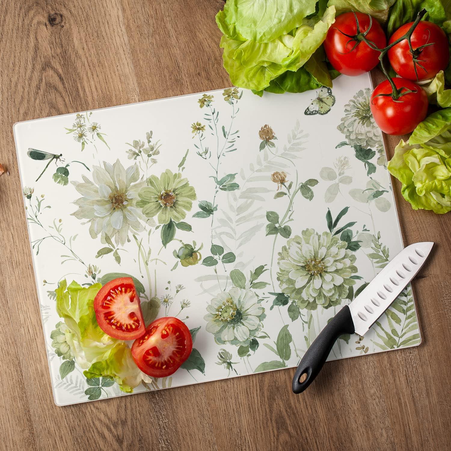 CounterArt Green Fields Tempered Glass Cutting Board