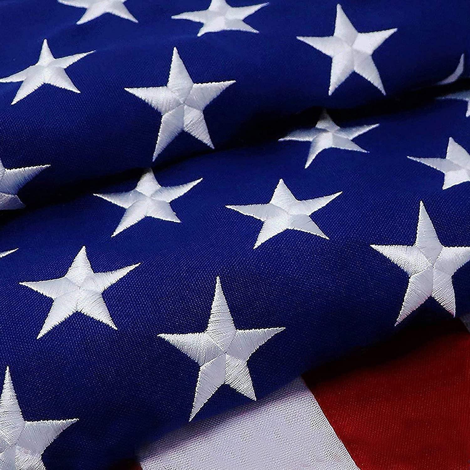 G128 - 5x8 feet American Flag | Heavy Duty Spun Polyester 220GSM - Embroidered Stars, Sewn Stripes, Tough, Durable, Indoor/Outdoor, Vibrant Colors, Brass Grommets, Premium US USA Flag