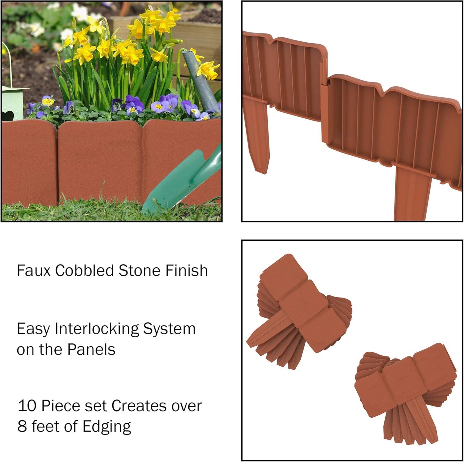 Pure Garden 50-LG5095 Garden Edging Stone-Look Border, Terracotta
