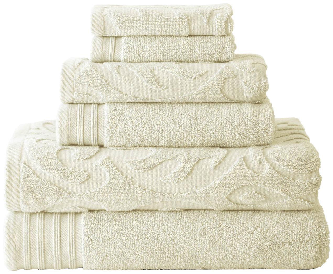 Modern Threads Modern Threads Jacquard 6-Piece, 2 Bath Towels, 2 Hand Towels, 2 Washcloths, Solid Ultra Soft 550GSM 100% Combed Cotton Towel Set