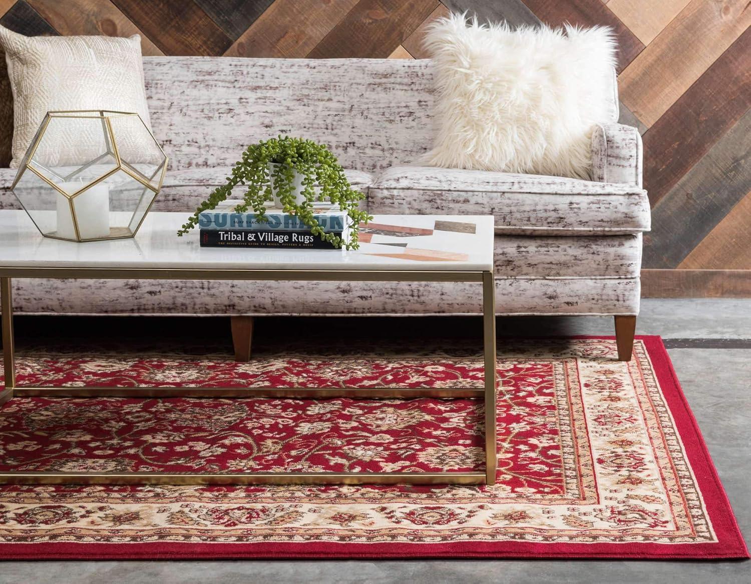 Unique Loom 6' 0 x 9' 0 Sialk Hill Washington Burgundy Area Rug