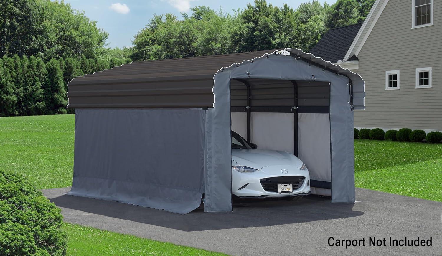 Gray Polyethylene Fabric Enclosure Kit for 10 x 15 ft Carports