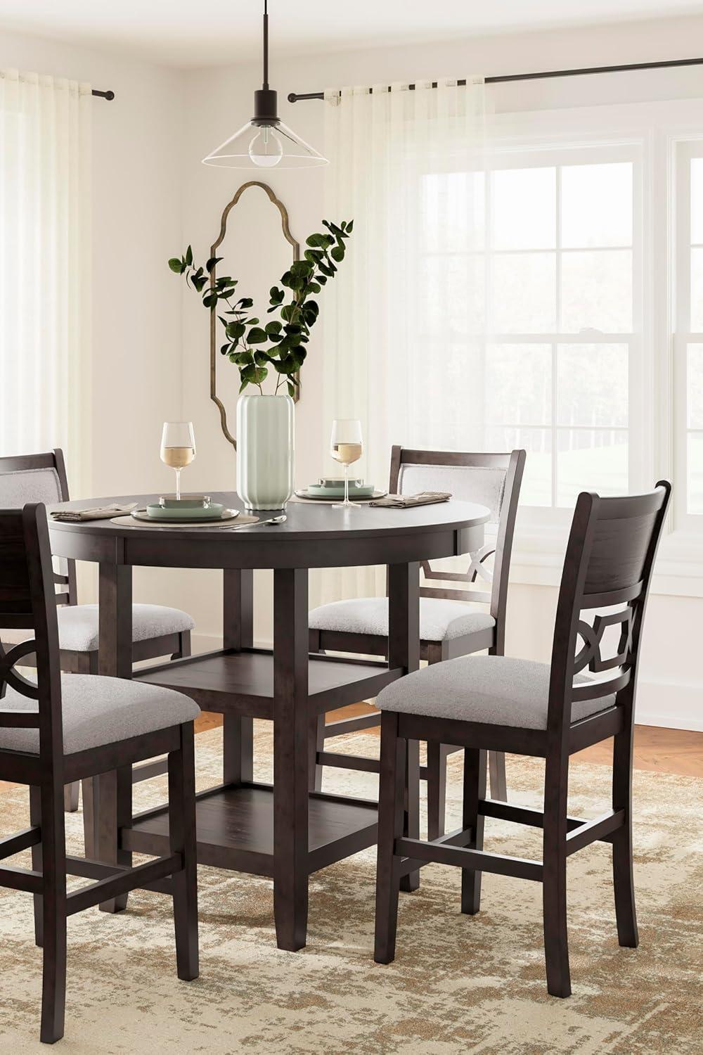 Ashley Furniture Langwest Brown Counter Height Dining Table Set - Set of 5