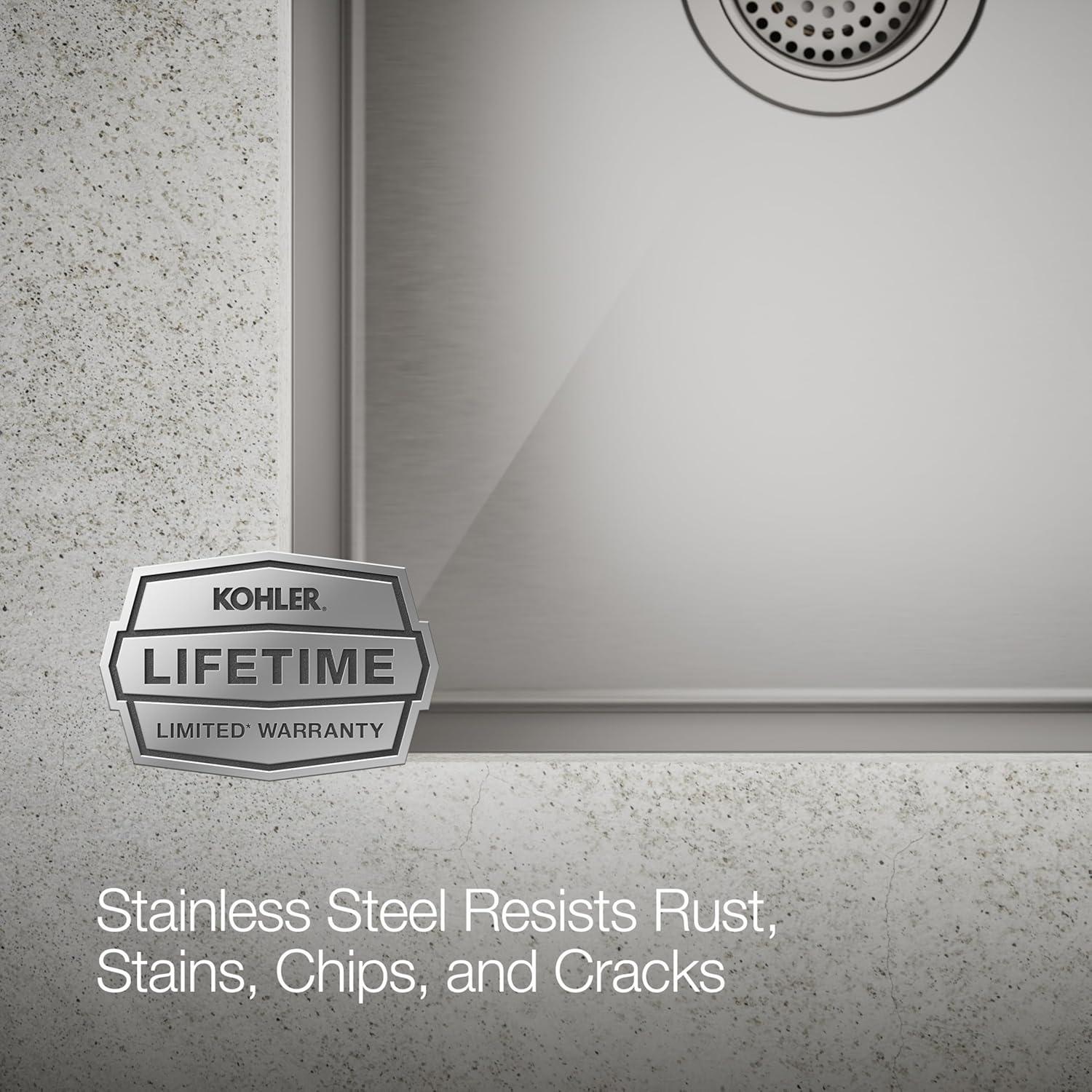 Strive 32" L x 18-1/4" W x 9-5/16" Under-Mount Double-Equal Kitchen Sink with Basin Rack