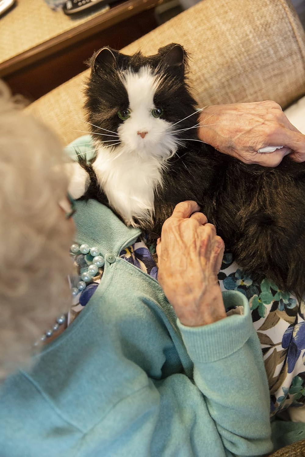 Joy For All Black and White Tuxedo Cat Robot Companion for Age Related Memory Loss and Caregivers by Ageless Innovation