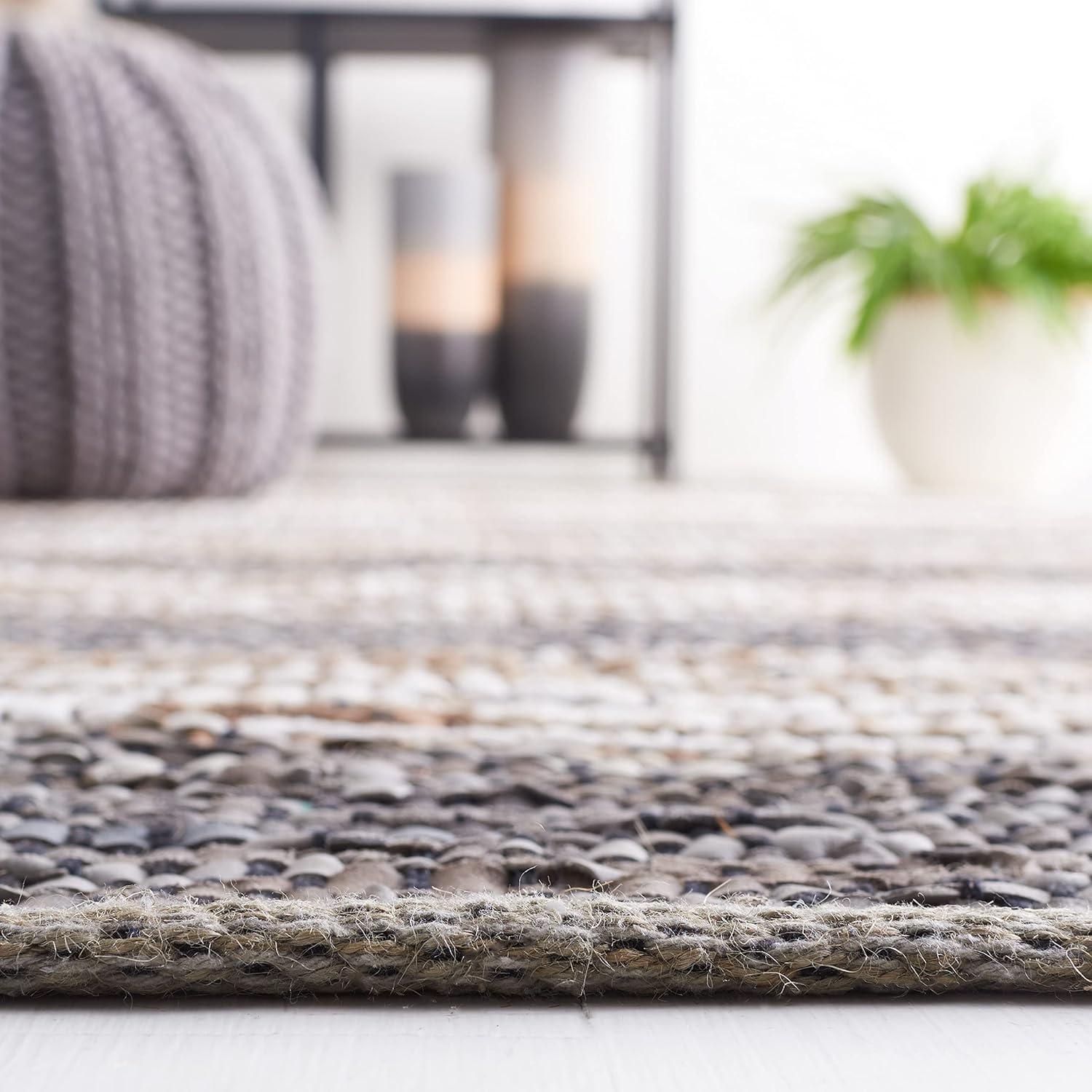 Vintage Leather VTL204 Hand Woven Area Rug - Grey/Natural - 5'x8' - Safavieh.