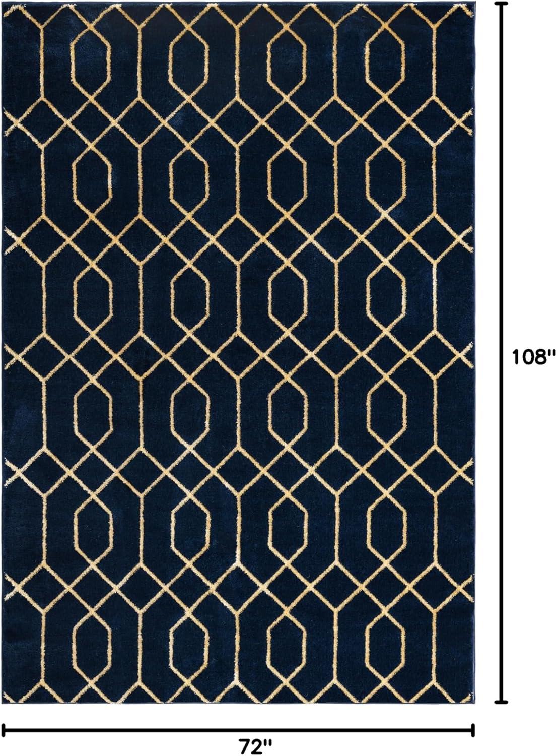 Glam Navy Blue Gold Area Rug