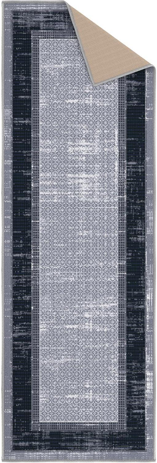 Non-Slip Bordered Area Rug For Living Room, Hallway Runner, Entryway Rug