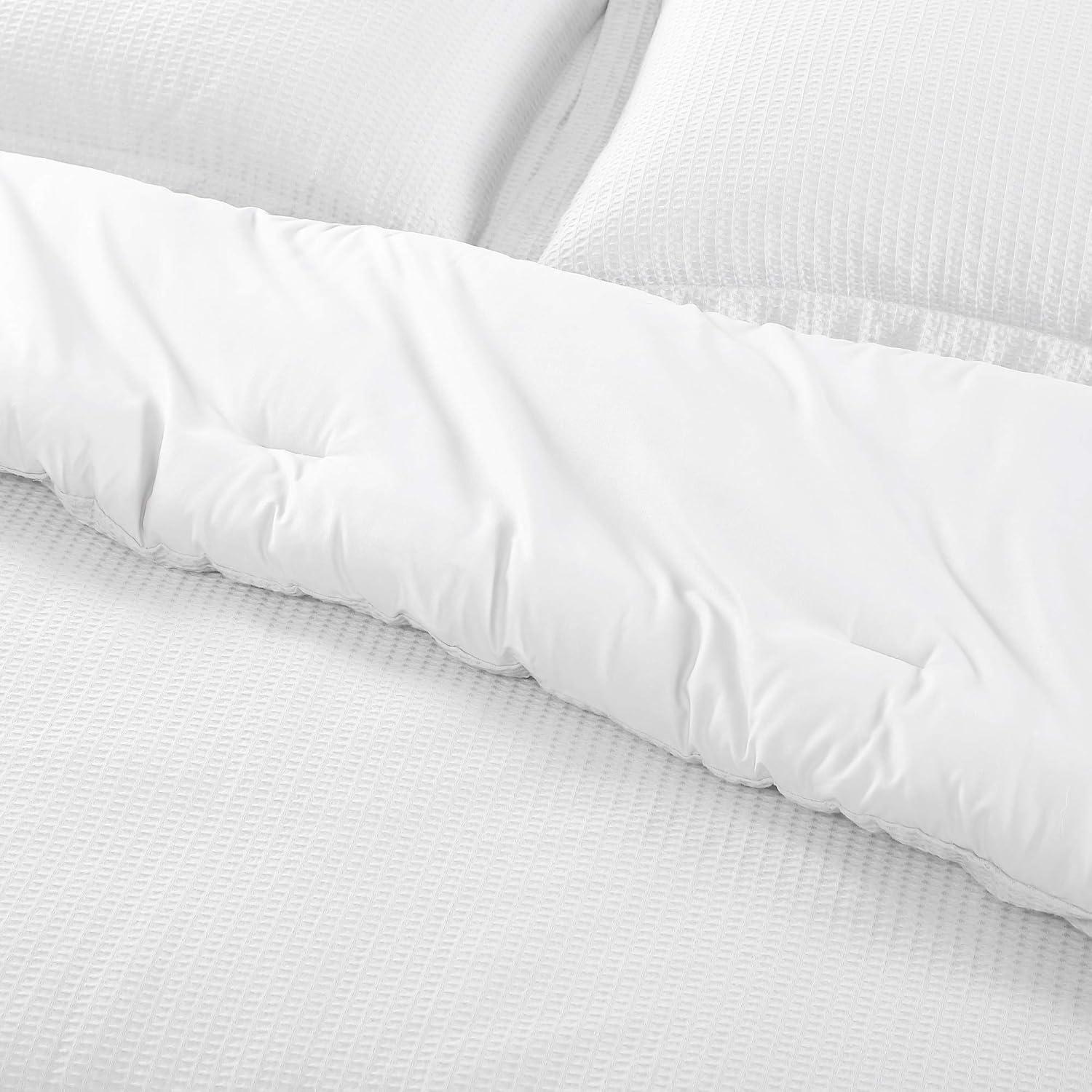 Brielle Home Pierce Waffle 100% Cotton 3 Piece Comforter Set