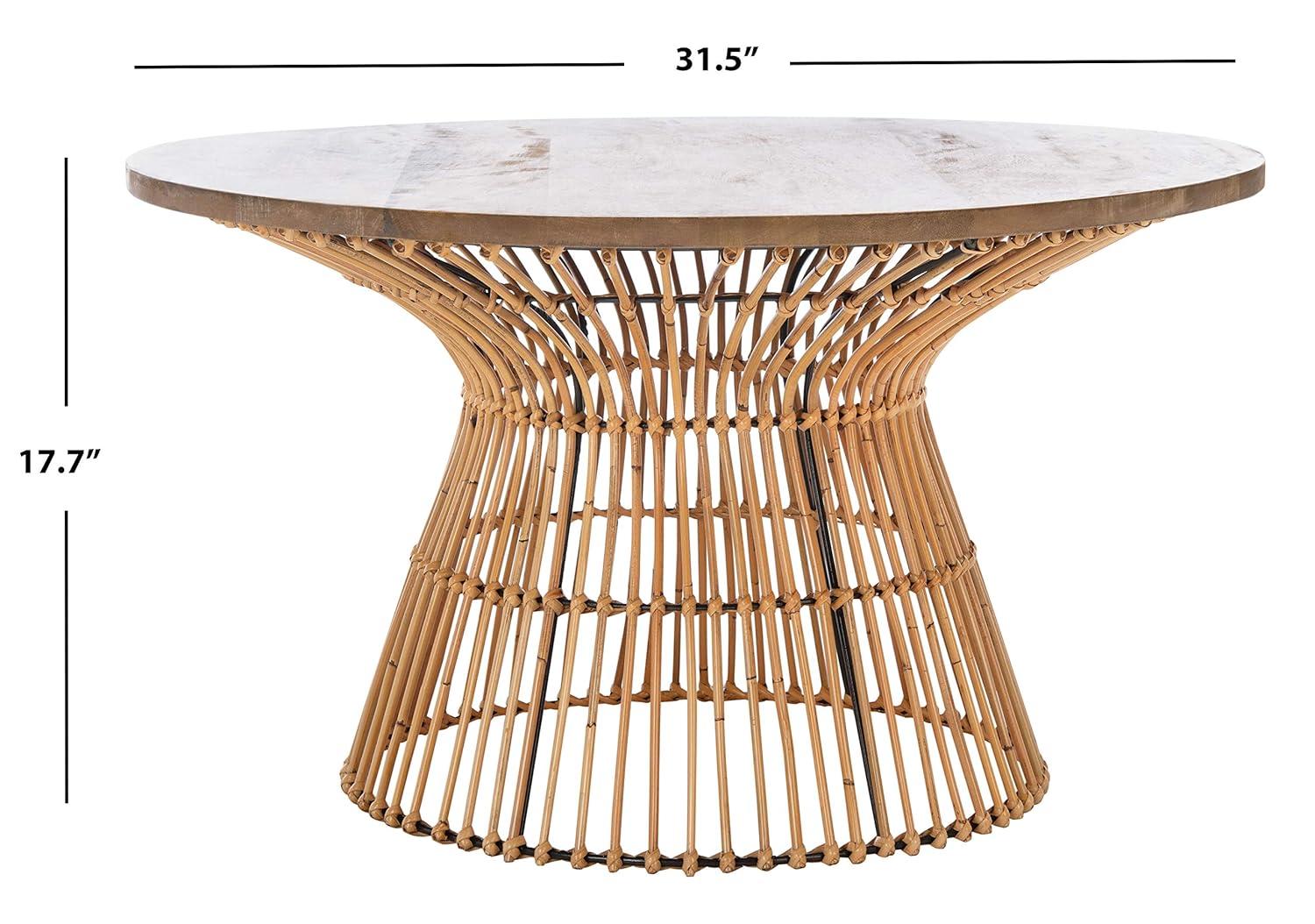 Whent Round Coffee Table - Natural/Black - Safavieh