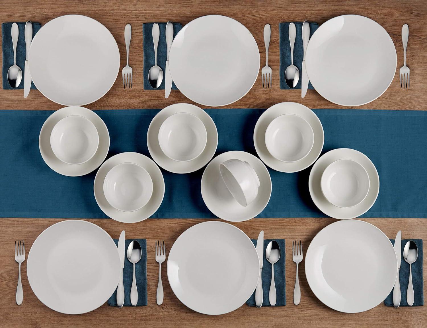 Alexis Modern White Porcelain 18-Piece Dinnerware Set for 6