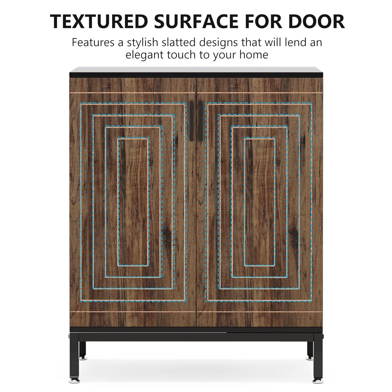 Shoe Cabinet with Doors, 20 Pairs Entryway Shoe Storage Cabinet with Shelves, 5-Tier Modern Free Standing Shoe Racks Storage Organizer for Closet, Living Room, Bedroom(White/Natural)