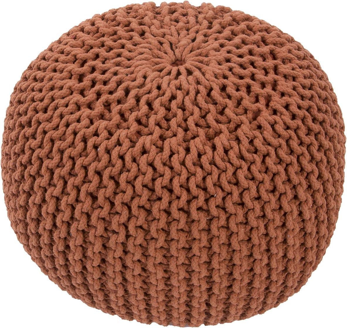 20" Round Modern Knitted Pouf Ottoman Orange - Jaipur Living: Cotton, Foam Filled, No Assembly Required